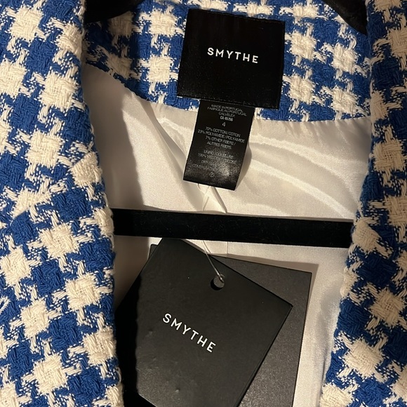 Smythe: Patch Pocket Duchess Blazer With Elbow Patches In Azure Houndstooth - Picture 2 of 7